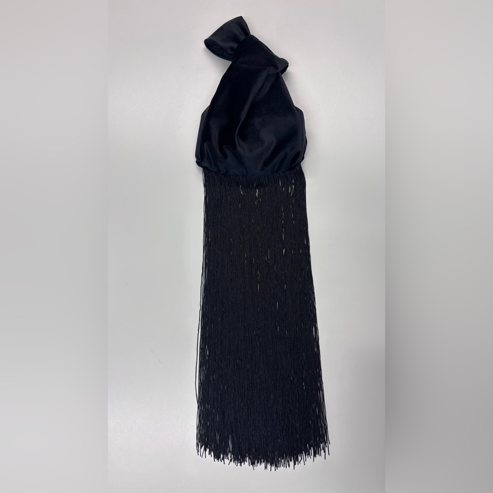 Elegant Velvet Wristlet Knot Black Mini fringe Bag - Picture 14 of 15